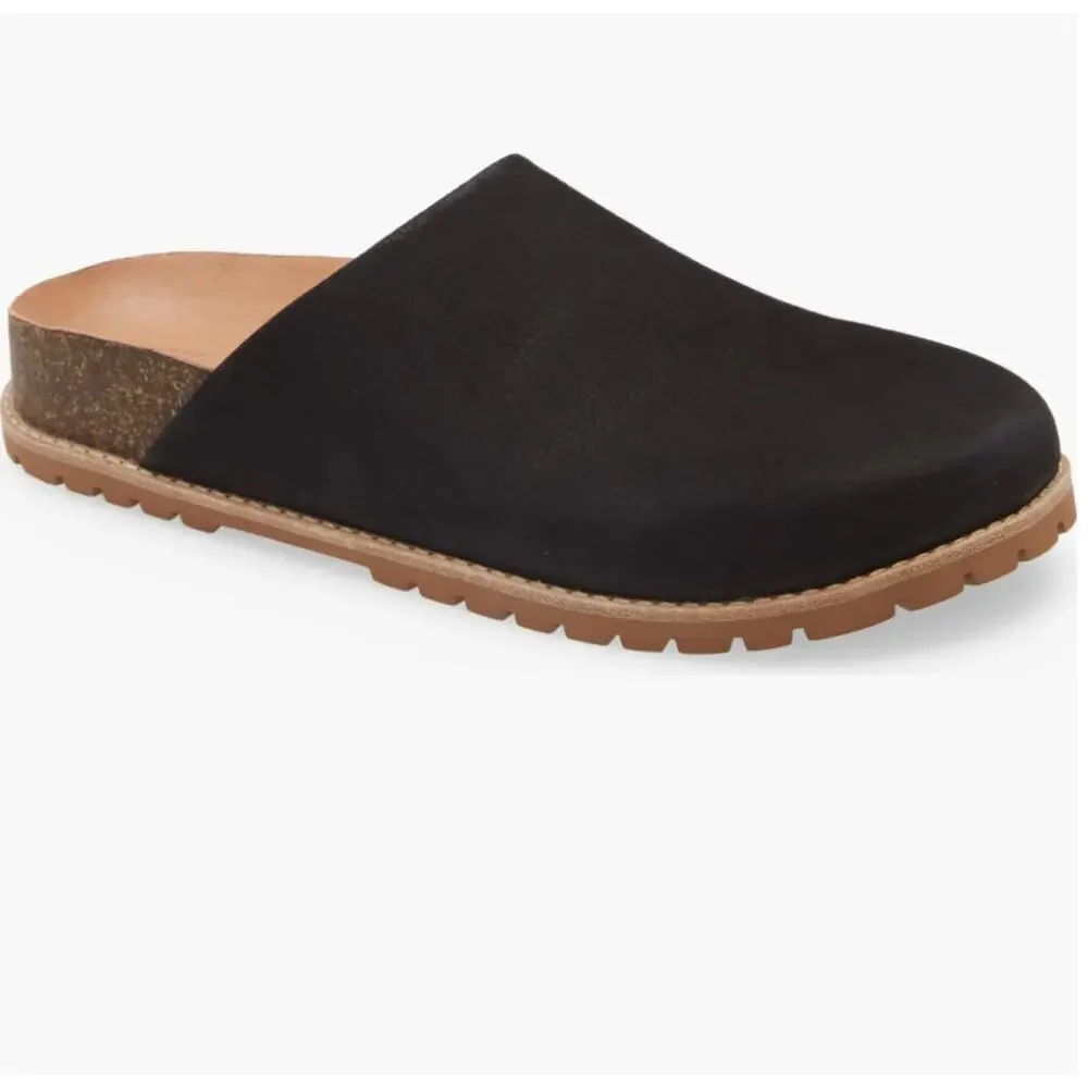 Madewell Layne Black Leather Slip On Clog Mules 6